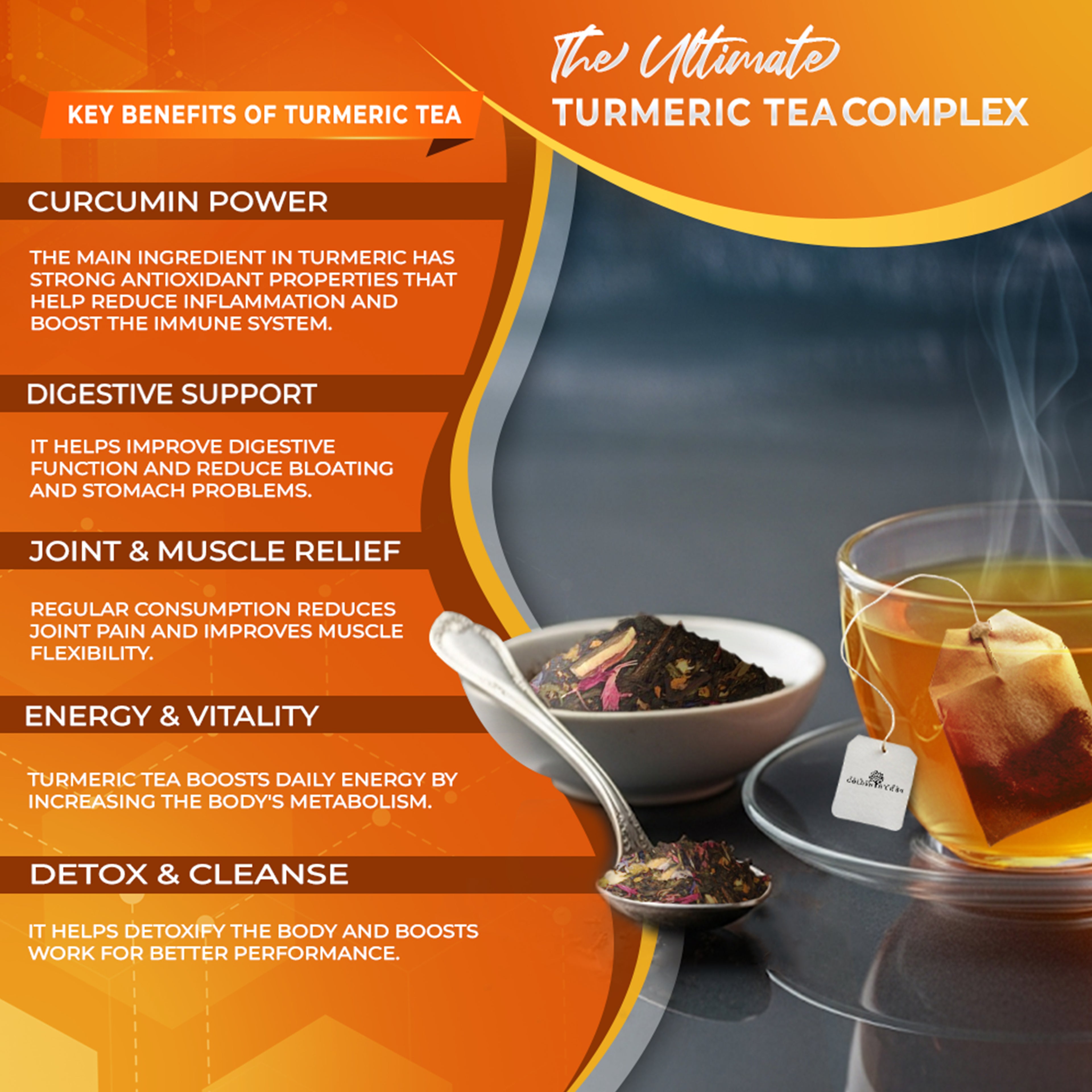 Golden Herbs USDA Organic Ginger Turmeric Herbal Tea – 30 Tea Bags – Warming, Anti-Inflammatory & Immune Support – Packed in USA