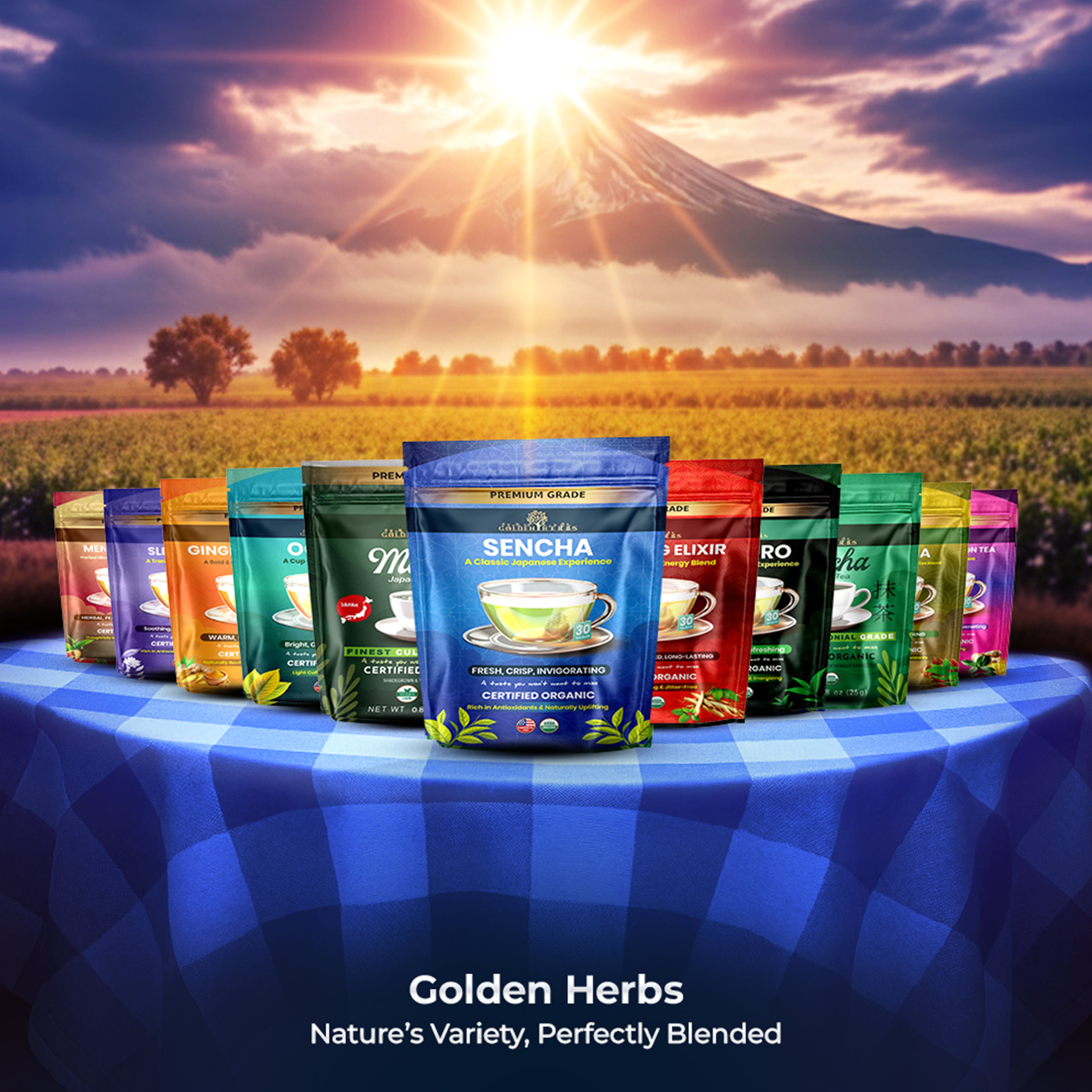 Golden Herbs USDA Organic Japanese Sencha Green Tea – 30 Tea Bags – Fresh & Smooth – Packed in USA