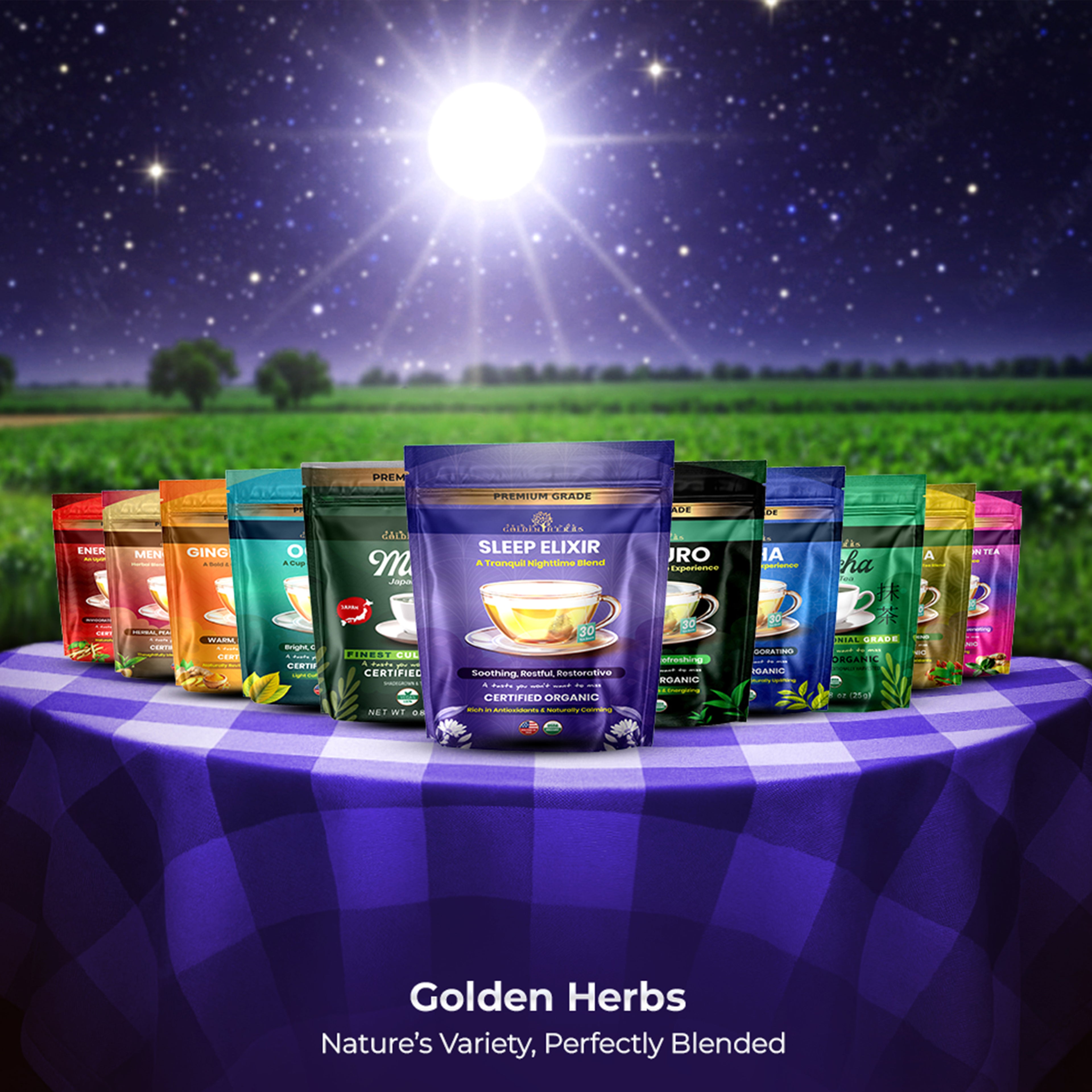 Golden Herbs USDA Organic Sleep Elixir Herbal Tea – Relaxing Bedtime Blend with Chamomile & Herbs – 30 Naturally Caffeine-Free Tea Bags – Packed in USA