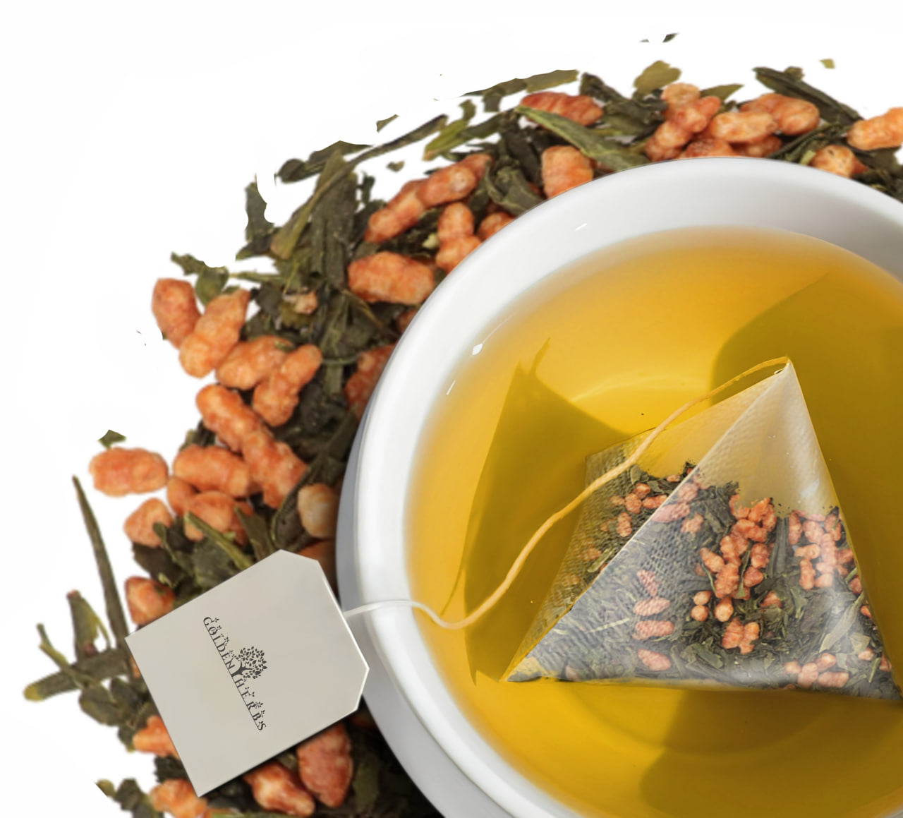 Golden Herbs USDA Organic Japanese Genmaicha Green Tea – Premium Roasted Brown Rice Blend – Nutty Flavor – 30 Tea Bags – Packed in USA