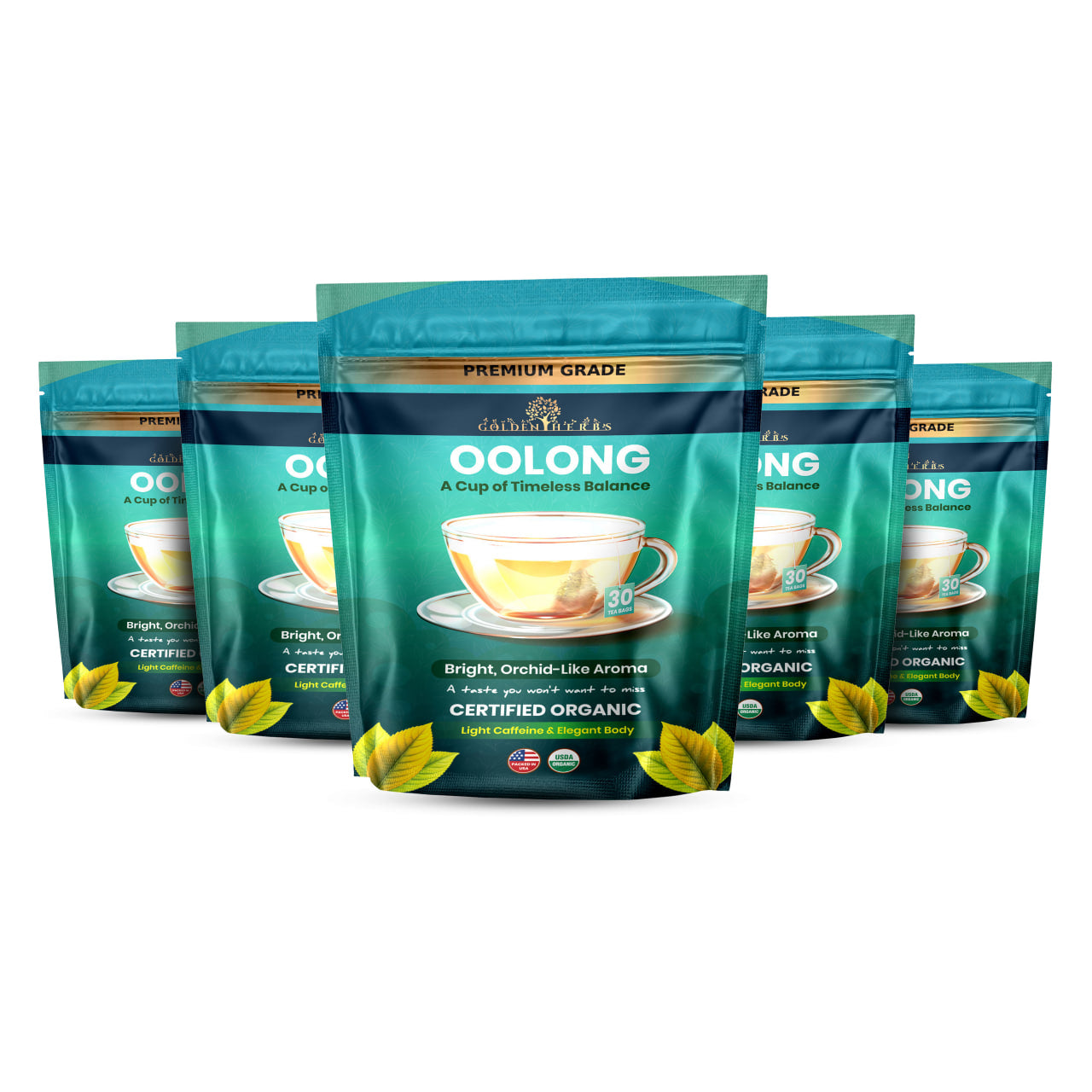 Golden Herbs USDA Organic Japanese Oolong Tea – Lightly Oxidized for Smooth Flavor & Aromatic Notes – 30 Tea Bags – Packed in USA