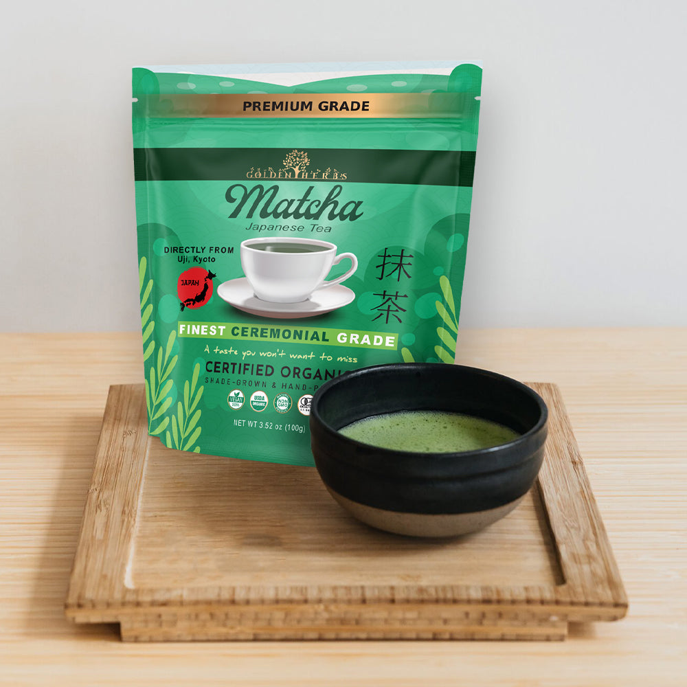 Golden Herbs Organic Japanese Ceremonial Grade Matcha Tea - Pouch Bag