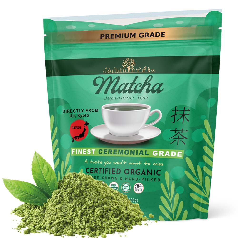 Golden Herbs Organic Japanese Ceremonial Grade Matcha Tea - Pouch Bag