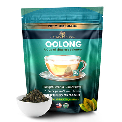 Golden Herbs USDA Organic Japanese Oolong Tea – Lightly Oxidized for Smooth Flavor &amp; Aromatic Notes – 30 Tea Bags – Packed in USA