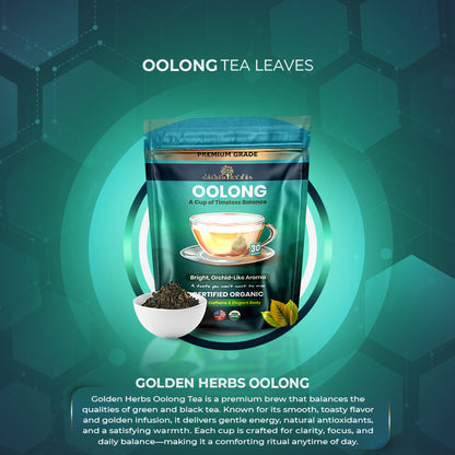 Golden Herbs USDA Organic Japanese Oolong Tea – Lightly Oxidized for Smooth Flavor &amp; Aromatic Notes – 30 Tea Bags – Packed in USA