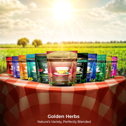 Golden Herbs USDA Organic Menopause Wellness Herbal Tea – 30 Caffeine-Free Tea Bags – Soothing Blend for Comfort &amp; Balance – Packed in USA