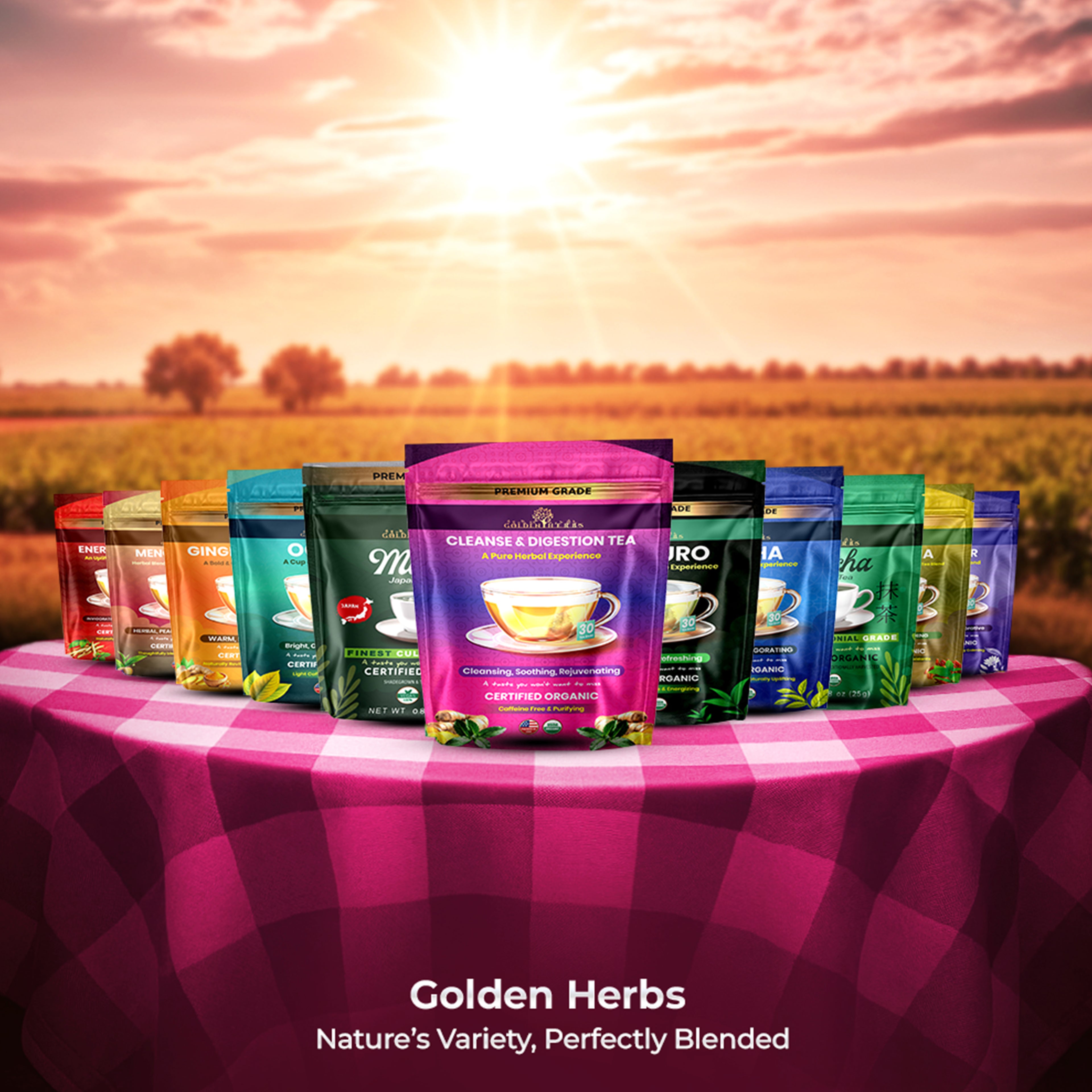 Golden Herbs USDA Organic Cleanse &amp; Digestion Herbal Tea – Natural Detox &amp; Gut Support – 30 Tea Bags – Caffeine-Free – Packed in the USA