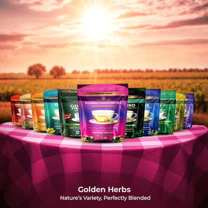 Golden Herbs USDA Organic Cleanse &amp; Digestion Herbal Tea – Natural Detox &amp; Gut Support – 30 Tea Bags – Caffeine-Free – Packed in the USA